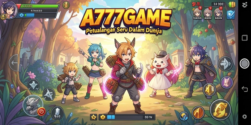 Tampilan gameplay seru A777GAME dengan karakter anime yang menakjubkan.