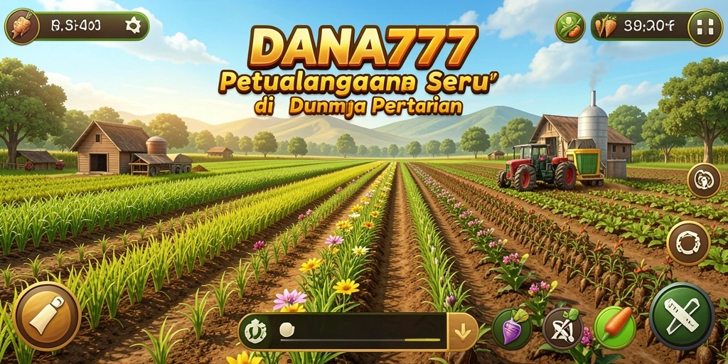 Tampilan gameplay DANA777 yang menggambarkan kegiatan pertanian.