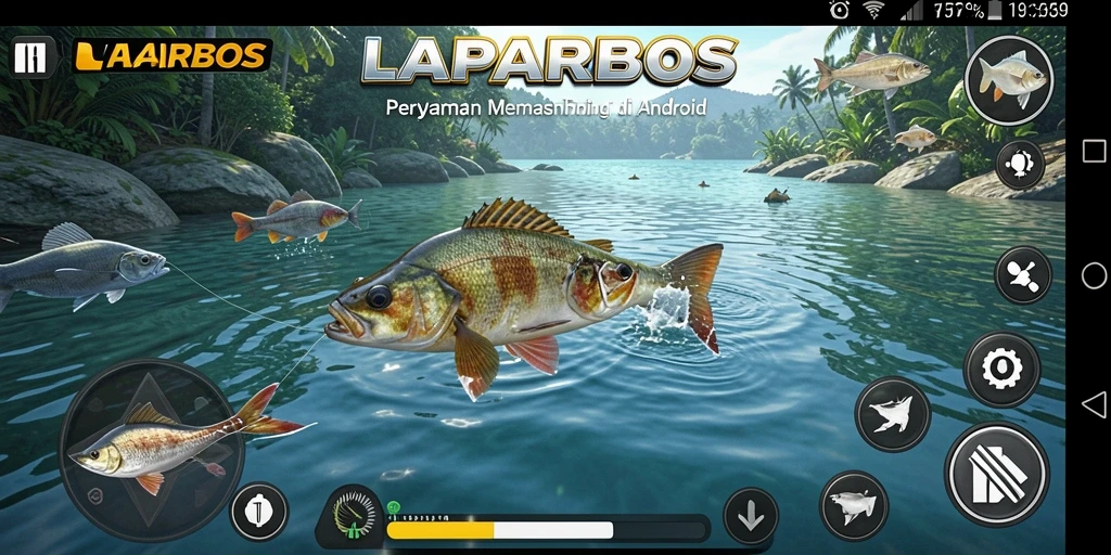 Gameplay LAPARBOS yang menawan saat memancing ikan di alam.