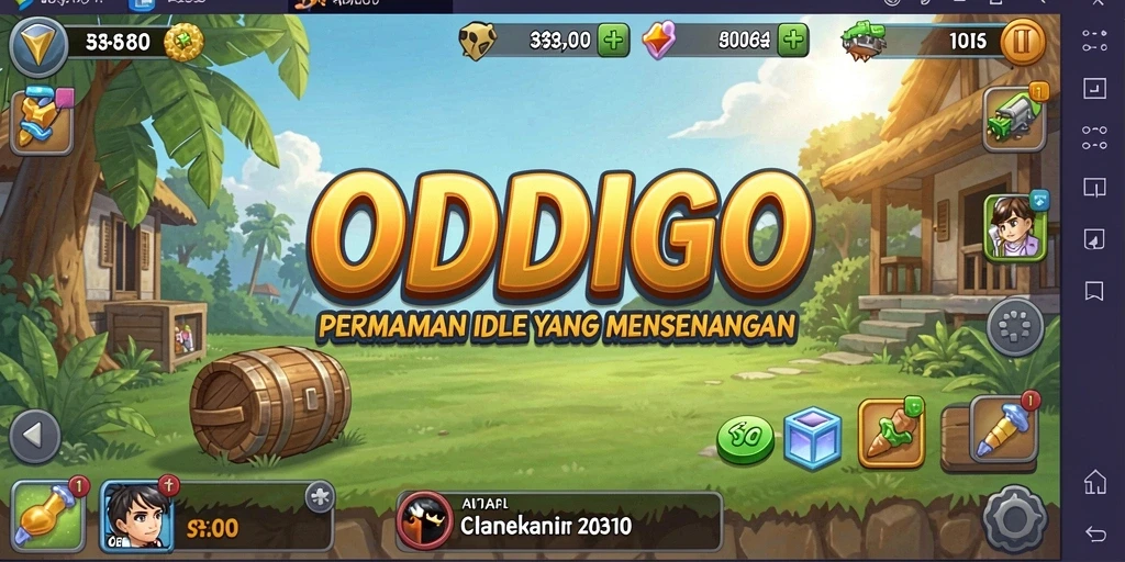 Screenshot gameplay ODDIGO yang menampilkan karakter dan aktivitas Idle.