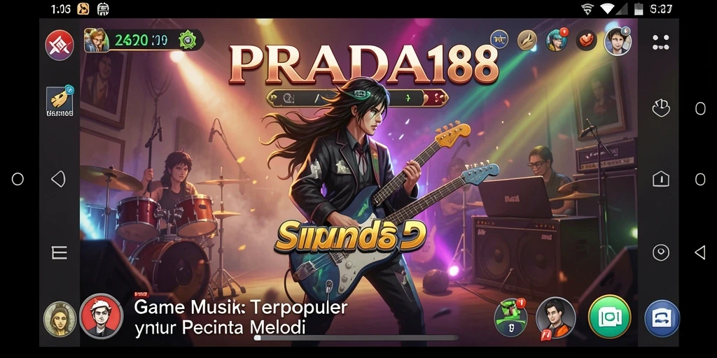 Screenshot PRADA188 menampilkan gameplay seru dengan berbagai lagu.