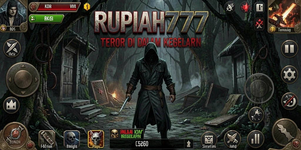 Screenshot gameplay RUPIAH777 menampilkan suasana horror yang mencekam.